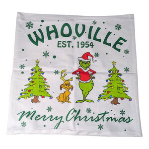 Whoville - Merry Christmas Pillow Case - White EST1954 - Brand New - Home Décor